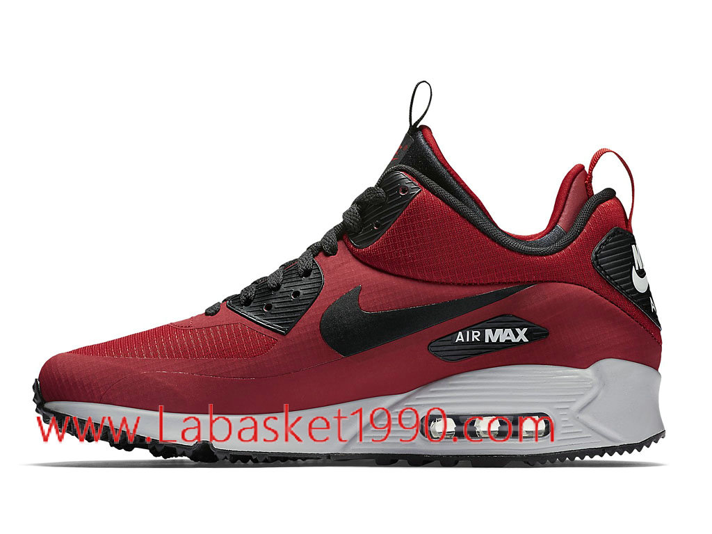 ... Nike Air Max 90 Mid Winter 806808_600 Chaussures de BasketBall Pas Cher Pour Homme Rouge Noir ...